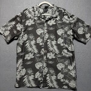 ONeill Men's Medium‎ M Short Sleeve Button Up Shirt Tropical Floral Black Gray